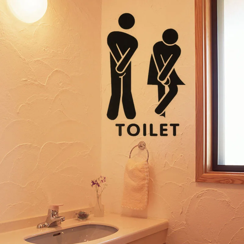 Creative Funny Toilet Wall/Door Stickers Bathroom Decoration Vinyl Home Decor Decals Waterproof Poster Wallpaper On The Wall - immagine 5