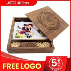 JASTER (1 PCS Free LOGO) Photo Unique Album Walnut Wood USB+Box Pendrive USB Flash Drive 8GB 16GB 32GB 64GB 128GB Photography
