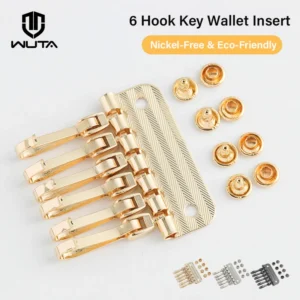 WUTA Premium Metal Key Holder Insert Nickel-Free Plating 6 Hook Key Case Chain Hardware Leather Craft Wallet Fitting Accessories