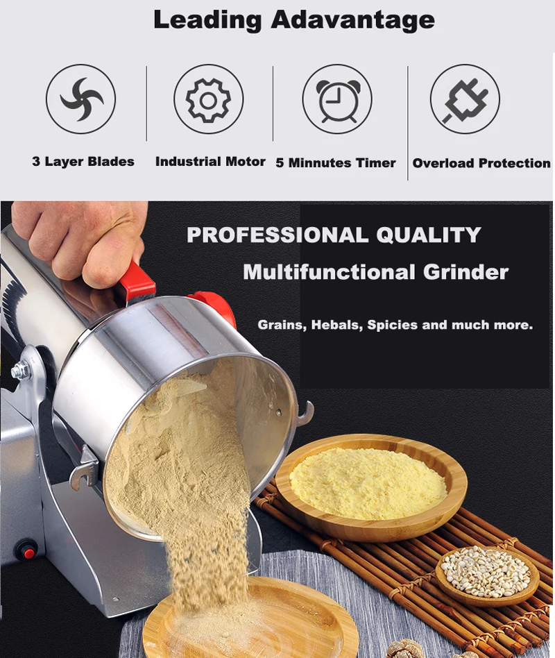BioloMix 800g 700g Grains Spices Herbals Cereals Coffee Dry Food Grinder Mill Grinding Machine Gristmill Flour Powder crusher - immagine 5