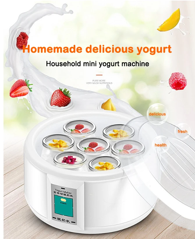 1.5L Electric Yogurt Maker Fermenter Automatic Multifunction Stainless Steel Liner Natto Rice Wine Pickle Machine 7 Yoghurt Cups - immagine 9