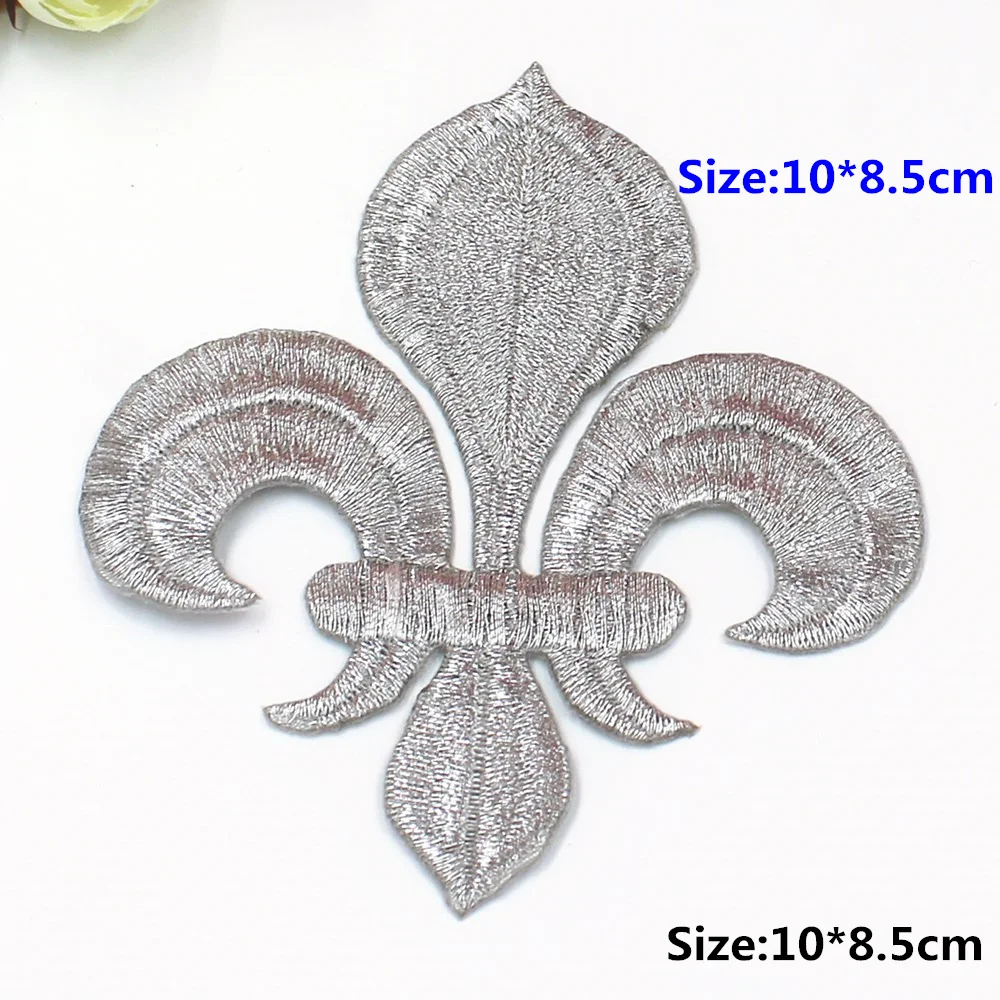 5 Pieces Iron On Patches Gold Embroidery Flower Appliqued Christmas Fleur De Lis Flower 3D Lotus Appliques 10-8.5cm/3.5*3cm - immagine 13