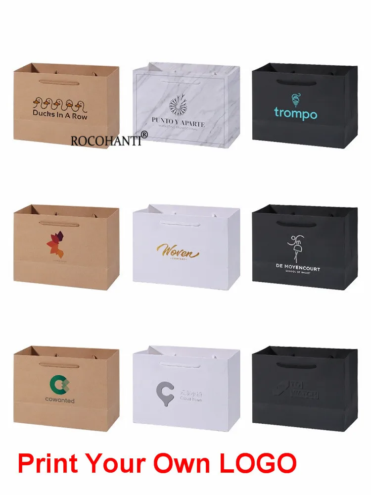 Custom Logo Printed Thick Cardboard White Paper Bags Shopping Gift Packaging Bag for Clothing Jewelry Small Large Bolsas Papel - immagine 4