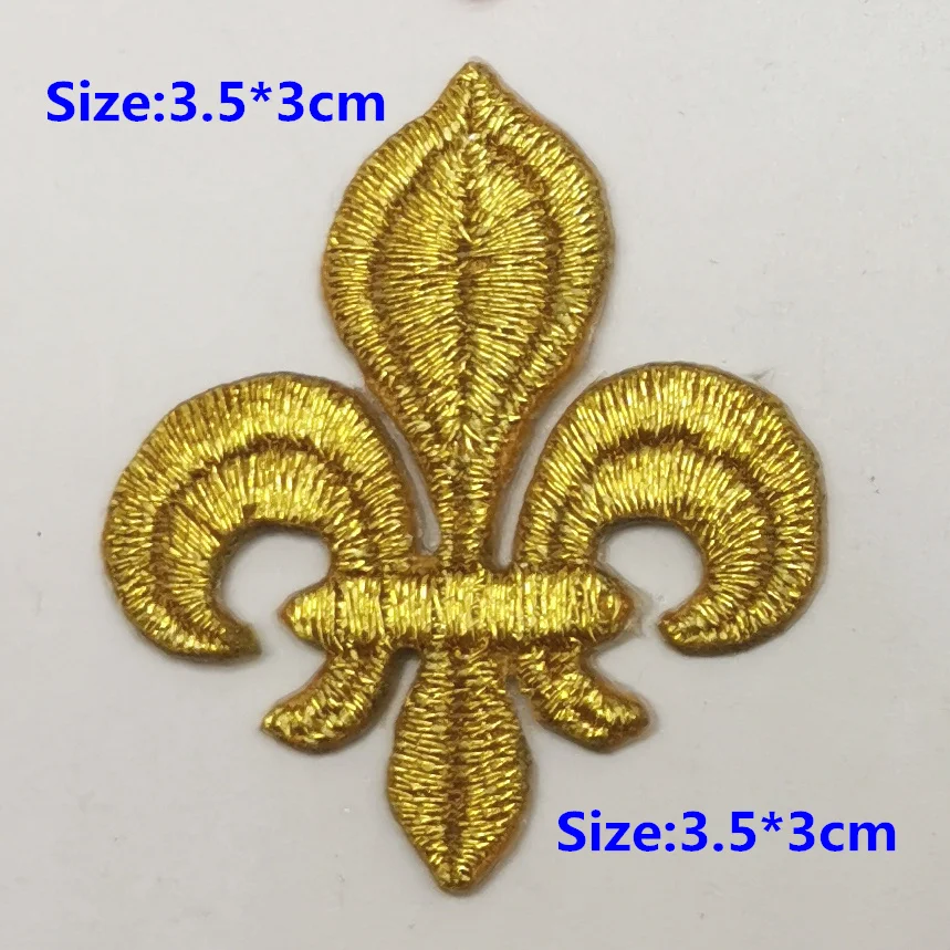 5 Pieces Iron On Patches Gold Embroidery Flower Appliqued Christmas Fleur De Lis Flower 3D Lotus Appliques 10-8.5cm/3.5*3cm - immagine 18