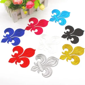 5 Pieces Iron On Patches Gold Embroidery Flower Appliqued Christmas Fleur De Lis Flower 3D Lotus Appliques 10-8.5cm/3.5*3cm