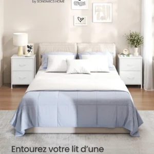 SONGMICS Bedside Table with 2 Drawers in Non-woven Fabric, Steel, MDF, for Bedroom, Side Table