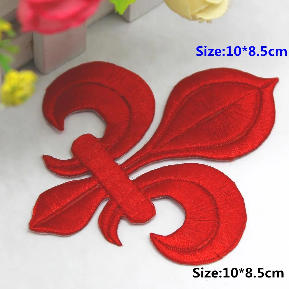 5 Pieces Iron On Patches Gold Embroidery Flower Appliqued Christmas Fleur De Lis Flower 3D Lotus Appliques 10-8.5cm/3.5*3cm - immagine 10