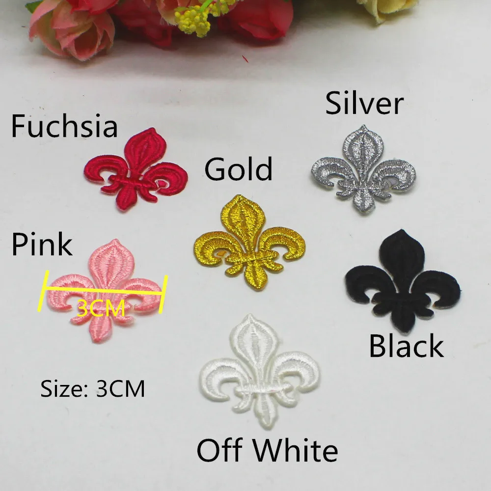 5 Pieces Iron On Patches Gold Embroidery Flower Appliqued Christmas Fleur De Lis Flower 3D Lotus Appliques 10-8.5cm/3.5*3cm - immagine 6
