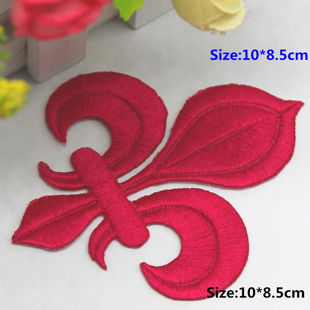 5 Pieces Iron On Patches Gold Embroidery Flower Appliqued Christmas Fleur De Lis Flower 3D Lotus Appliques 10-8.5cm/3.5*3cm - immagine 8