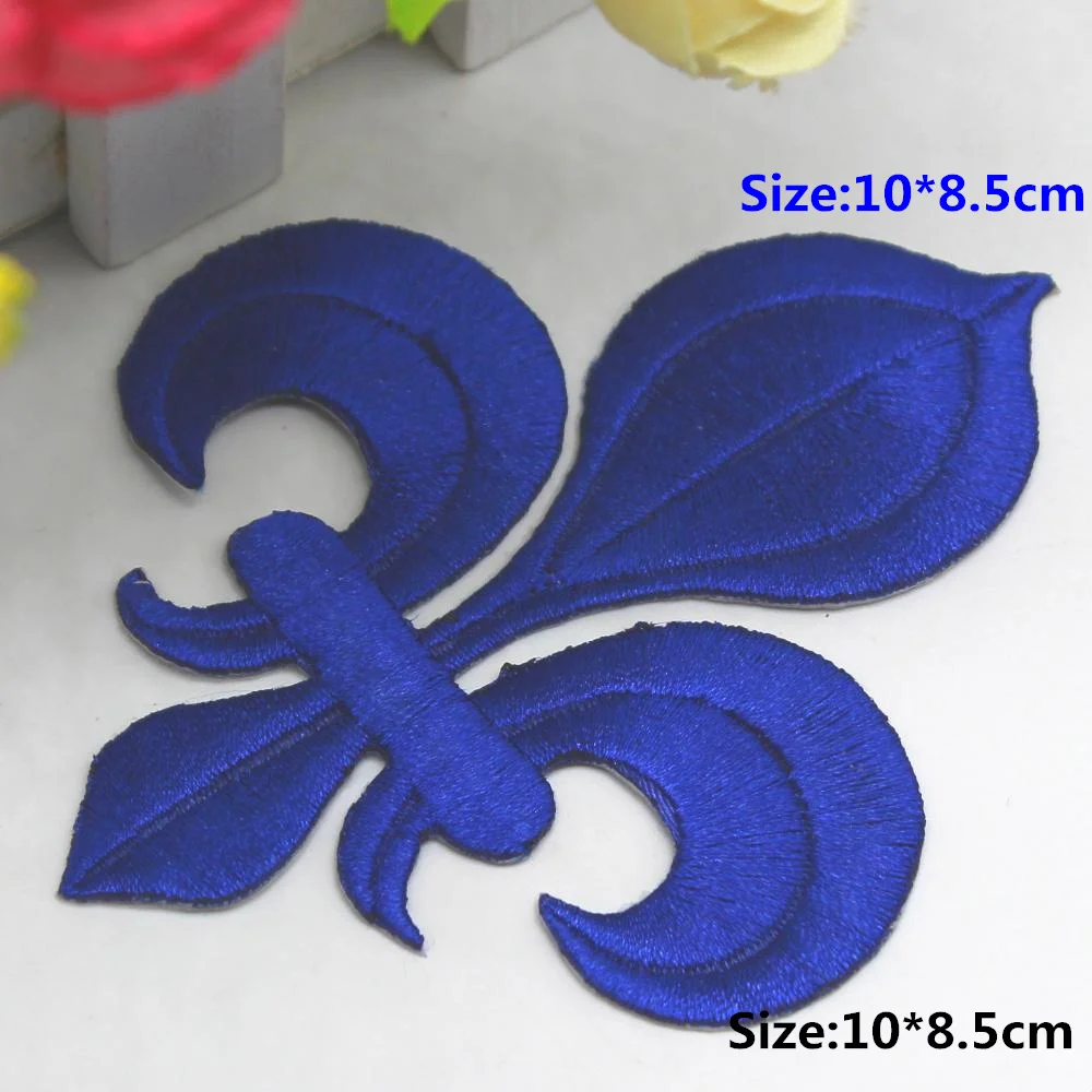 5 Pieces Iron On Patches Gold Embroidery Flower Appliqued Christmas Fleur De Lis Flower 3D Lotus Appliques 10-8.5cm/3.5*3cm - immagine 7