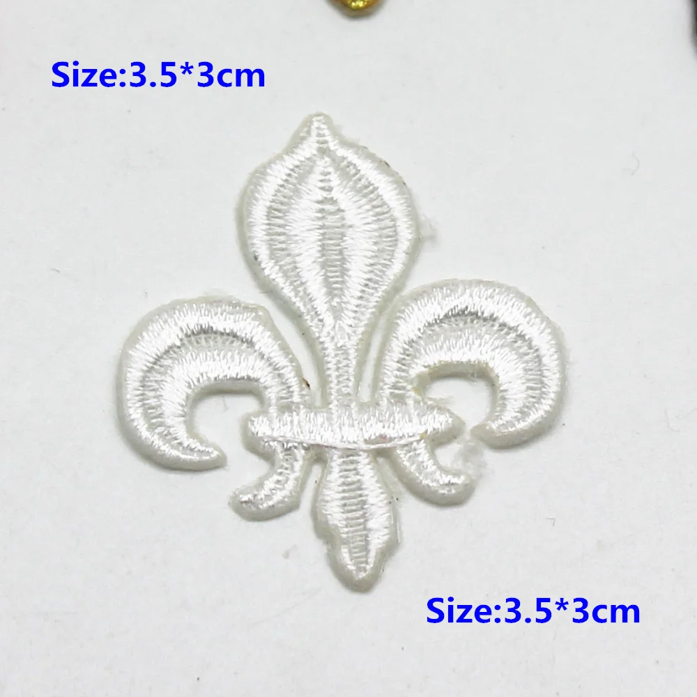 5 Pieces Iron On Patches Gold Embroidery Flower Appliqued Christmas Fleur De Lis Flower 3D Lotus Appliques 10-8.5cm/3.5*3cm - immagine 11