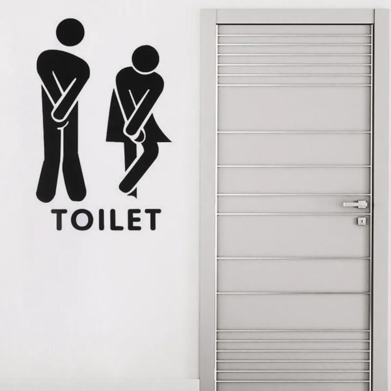 Creative Funny Toilet Wall/Door Stickers Bathroom Decoration Vinyl Home Decor Decals Waterproof Poster Wallpaper On The Wall - immagine 4