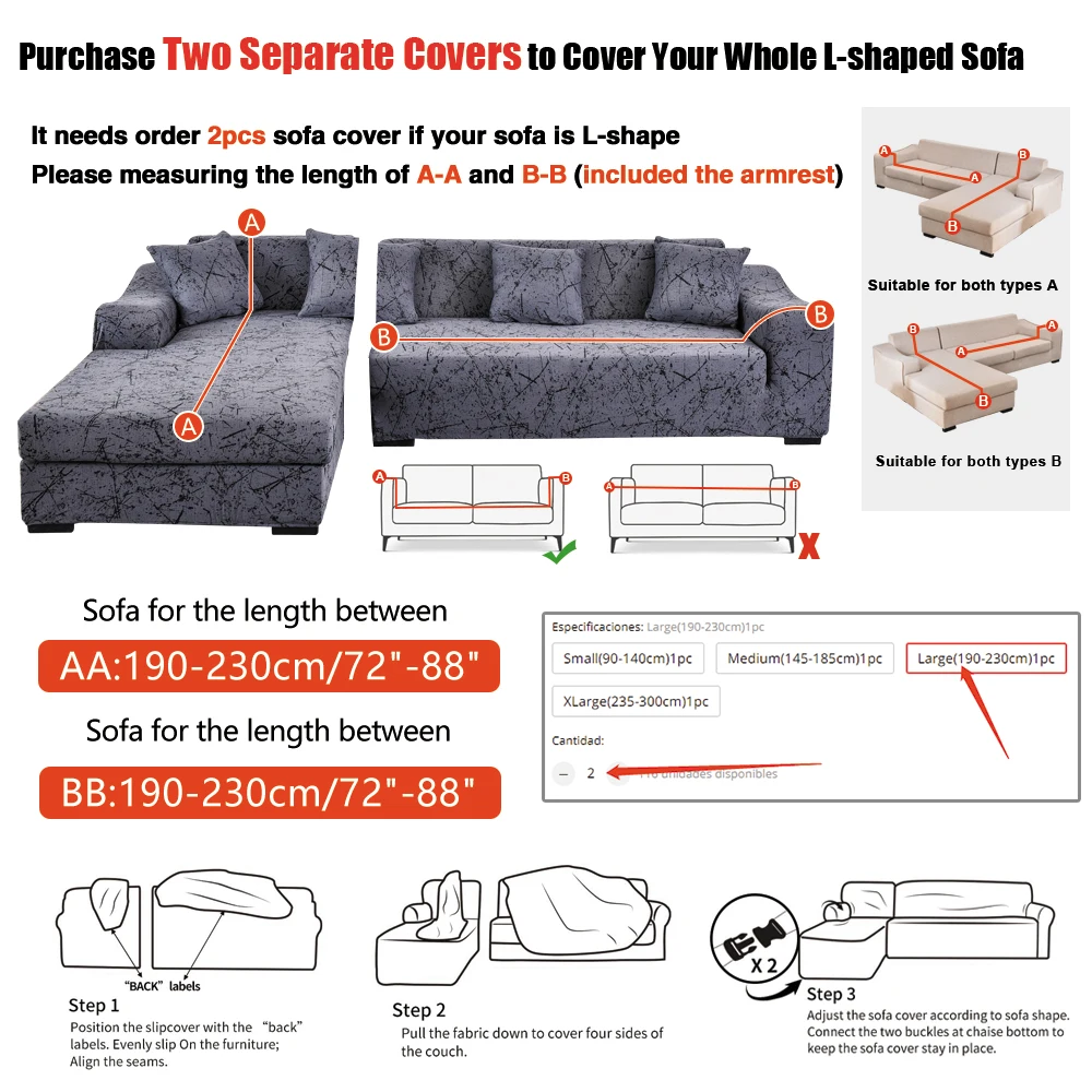 Coolazy Stretch Plaid Sofa Slipcover Elastic Sofa Covers for Living Room funda sofa Chair Couch Cover Home Decor 1/2/3/4-seater - immagine 3